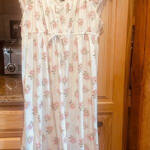 Lauren Ralph Lauren White and Pink Floral Pajama Dress